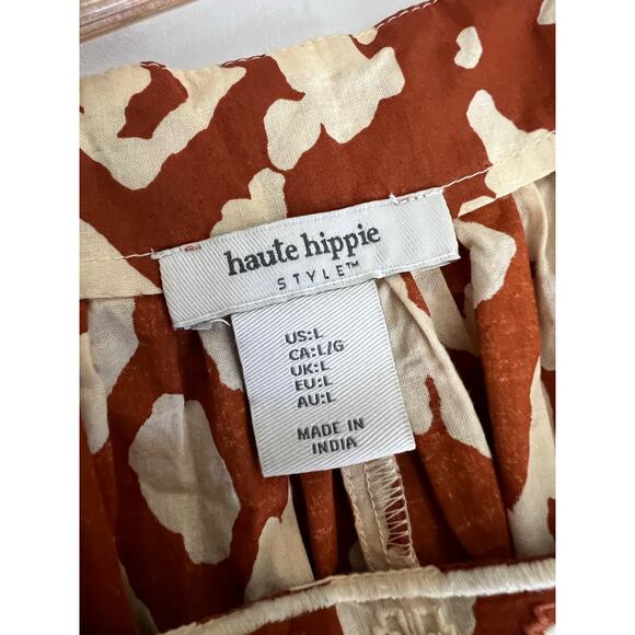 Haute Hippie oversized adjustable tasseled sleeves top size Large Boho Gypsy - Picture 4 of 10